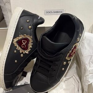 Dolce & Gabbana kids size 31 Black and Gold Embellished Sneakers